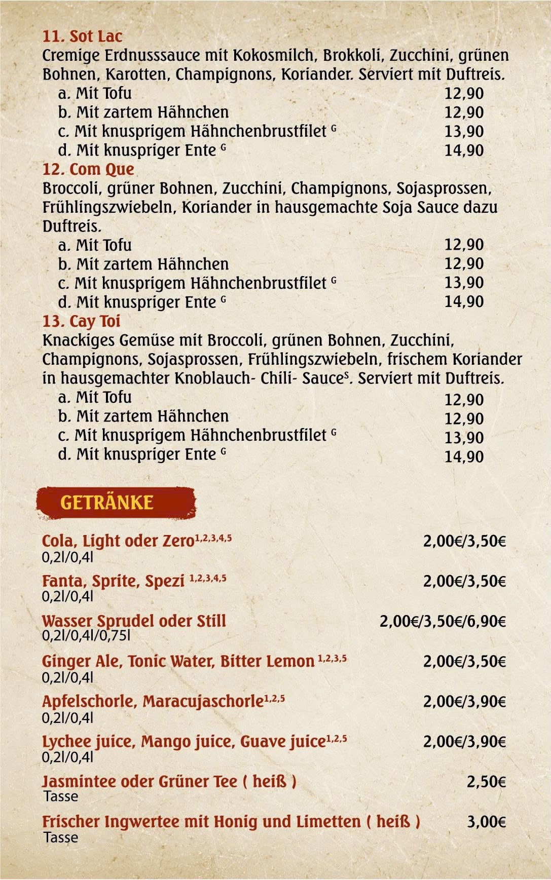 menu